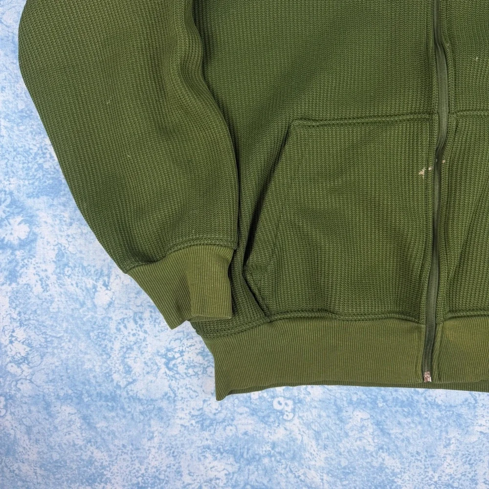 NFL New York Jets Full Zip Waffle Knit Fleece Lined Hoodie Green Mens Large